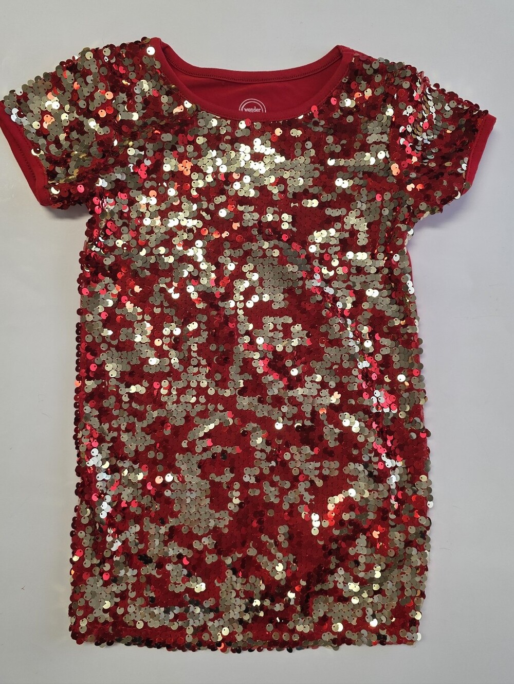 Wonder Nation Red & Gold Sequin Dress